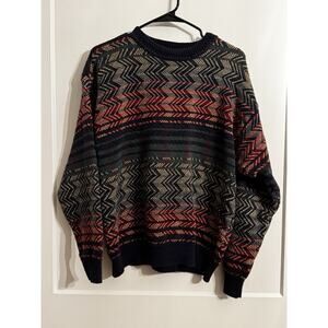 Vintage Stone Haven Classic Wear U.S.A Striped Sweater Pullover Sz L Y2K Gorp